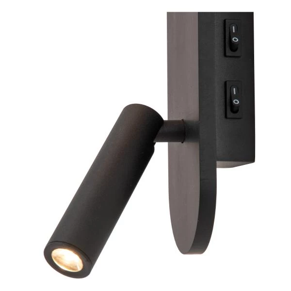 Lucide KELLY - Lámpara de cabecera / Lámpara de pared - LED - 1x3,5W 3000K - Negro - detalle 3